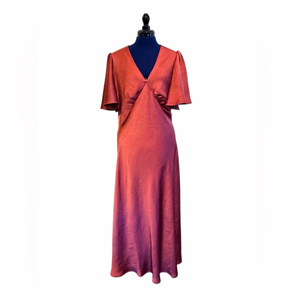 Trendy NWT Joie V-Neck Puffed Sleeve Blush Pink Maxi Dress Cottagecore Size L